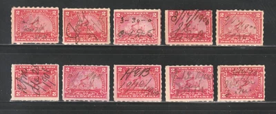 Scott # R164p, Used, 2¢ Documentary Battleship, 10 Different Manuscript Cancels - Image 1 of 2