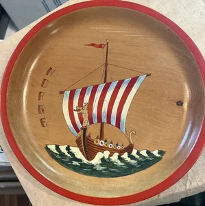 "Placa de madera decorativa noruega de colección de 7"" diseño de barco vikingo" - Imagen 1 de 4