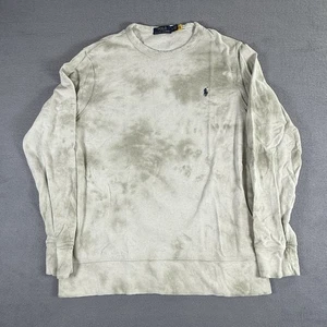 Polo Ralph Lauren Green Tan Tie-Dye Fleece Sweatshirt Soft Crewneck Mens Large - Picture 1 of 5