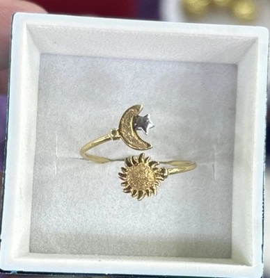 14k Yellow Gold Sun And Moon Ring  - Image 1 of 3