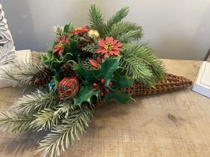 Vintage Kunststoff Weihnachten Grün Füllhorn Wandbehang Deko Tischplatte - Bild 1 von 10