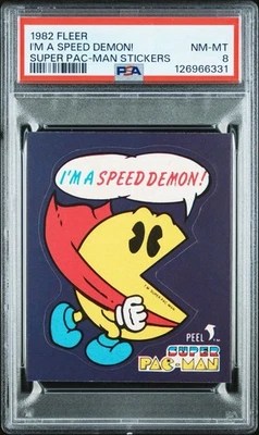 1982 Fleer Super Pac-Man Stickers "I'm A Speed Demon!" PSA 8 NM-MT - Image 1 of 2