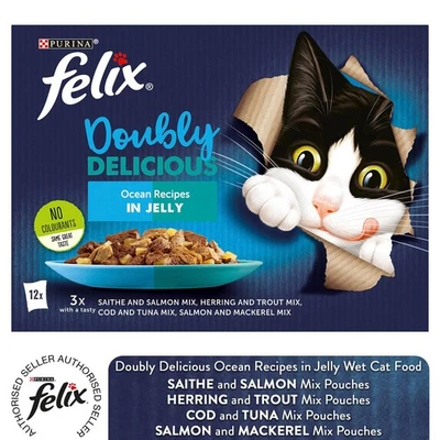 Felix Wet Adult Cat Food Doubly Delicious Ocean Recipes In Jelly - Multipacks - Image 1 of 4