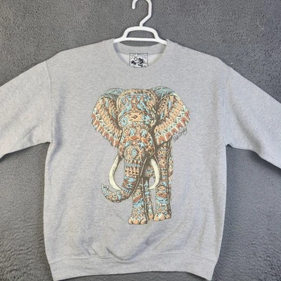 Riot Society Sweatshirt Mens Medium Gray Elephant Graphic Crewneck Made USA - Image 1 of 4