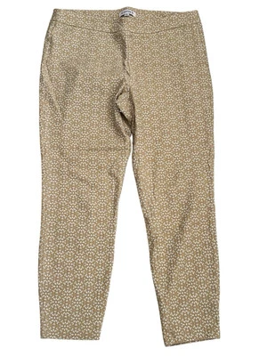 Pantalones Nanette Lepore Bronceados Estampado Floral Pierna Ajustada Talla L Foto 1 de 3