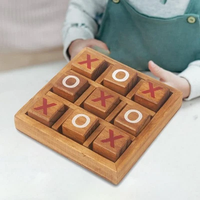 NEW Wooden Board Games Tic Tac Toe Noughts and Crosses XO Strategy for Families - Image 1 of 4