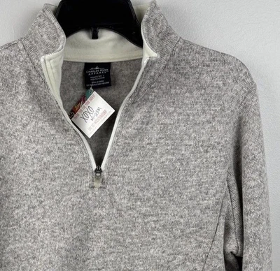 Nuevo con etiquetas Suéter Charles River Mujer Grande Beige 1/4 Cremallera Pullover Monograma KAR Nuevo Foto 1 de 4