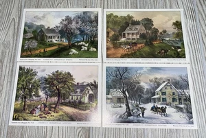 Currier und Ives Lithographien "American Homestead" Vier Jahreszeiten Serie 4er Set - Bild 1 von 6