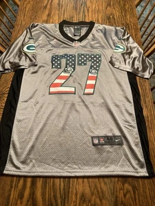 Nike Eddie Lacy Green Bay Packers Jersey Grey USA Flag Stitched Sz 48 RARE - Picture 1 of 10