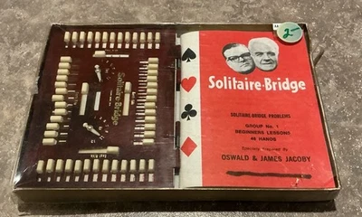 Vintage SOLITAIRE AUTO-BRIDGE Game  Beginners Lessons game book 1960s 1970s mcm - Image 1 of 4