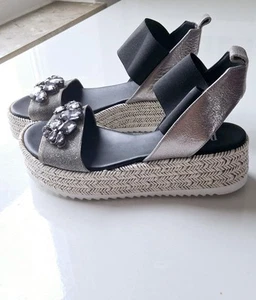 Pertini Damen Plateau-Sandalen espadrilles Sandalen Gr. 36 Ledermix - Bild 1 von 7