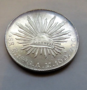 MONETA 8 REALES ARGENTO REPUBBLICA MESSICANA 1896 - SCELTA - Foto 1 di 5