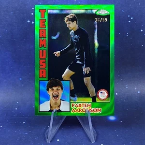 Paxten Aaronson /99 2024 Topps Chrome US Olympic Team USA Soccer Green Refractor - Picture 1 of 7