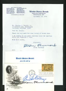 US-Senator Ernest Hollings & Strom Thurmond 1970 SC Autogramm signiertes Cover FDC - Bild 1 von 5
