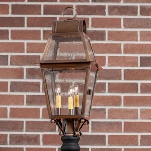 Independence 3-Light Outdoor Post Light in Weathered Brass or Antique Copper - Picture 1 of 2