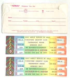 1981 WORLD SERIES OF GOLF FIRESTONE GOLF CLUB VINTAGE TICKETS SEE PICS C4 - Picture 1 of 3
