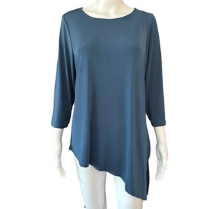 Easywear by Chico's Size 1/US 8/M Slinky Asymmetrical Work Travel Side slit Top - Picture 1 of 18