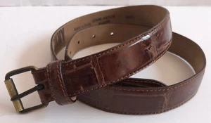 DONNA KARAN DKNY Saddle Brown Genuine Alligator Skin 1" W Contoured Belt Italy S - Picture 1 of 6