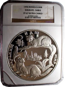 Russian 1996 1 Kilo Silver Proof 100 Rubles Sables-Series Save our World #200 - Picture 1 of 6