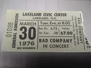 Bad Company and Kansas Ticket Stub Rare Florida Show - Picture 1 of 1