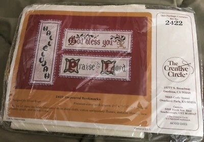 New Creative Circle Kit #2422 Counted Cross Stitch Kit Treasured Bookmarks NOS - Image 1 of 4