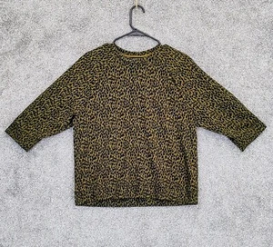 Banana Republic Shirt Womens M Elbow Sleeves Cheetah Spot Pleat Sleeve Crew Neck - Picture 1 of 7