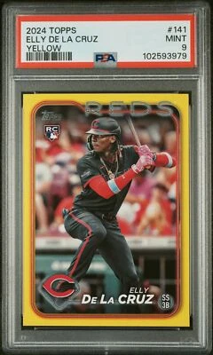 2024 TOPPS SERIES 1 YELLOW PARALLEL ELLY DE LA CRUZ #141 ROOKIE CARD PSA 9 - Image 1 of 2