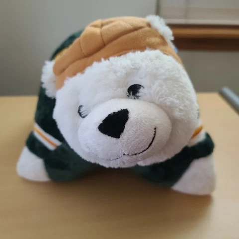 Green Bay Packers NFL Large 18" Mascot Pillow Pets Green White Brown - New! Cover