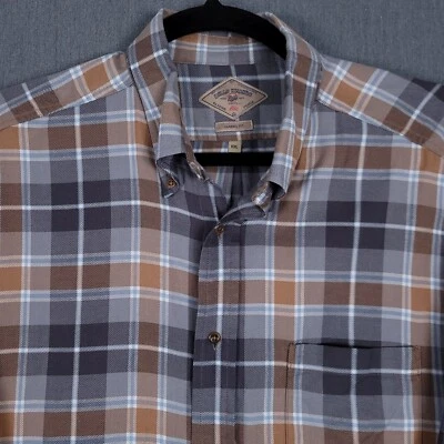 Bills Khakis Shirt Mens 2XL Brown Gray Plaid Long Sleeve Classic Button Flannel - Image 1 of 4