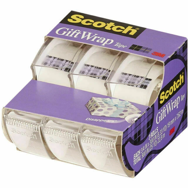 Scotch GiftWrap Tape 0.75 x 300 Inch - Pack of 3 Cases