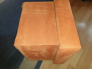 Polsterhocker - orange - Microfaser - mit Stauraum Hocker Fußhocker Sitzhocker - Bild 1 von 4