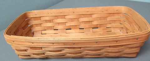 Longaberger Rectangle Bread Basket - Blonde - 1988 - 14 1/2" long - g ck Cover