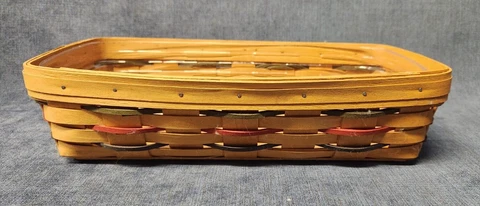 Longaberger 1994 Signed Woven Traditions 14"x 8"x 4" Serving Basket w/Liner w-g Cover