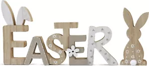 Easter Table Decor Wooden Signs Bunny Tiered Tray Decor Rustic Easter Word Sign - Picture 1 of 4