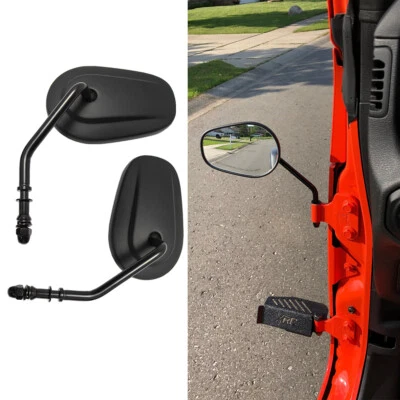 For Jeep Wrangler TJ JK Gladiator Black Oval Side View Mirrors Door-Off Rearview - Image 1 of 4