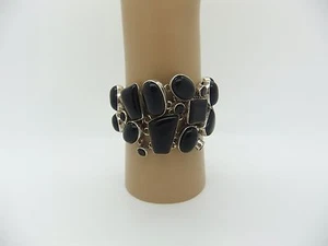 Vintage Sterling Silver Free-Formed Black Onyx Lady's Bracelet Circa 1960's - Picture 1 of 5