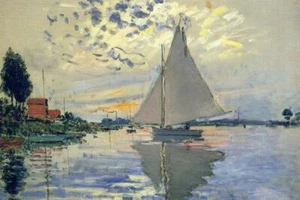 Claude Monet Sailboat at Le Petit Gennevilliers Art Print Poster 24x36 inch - Picture 1 of 1