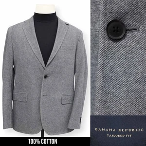 BANANA REPUBLIC mens solid gray twill COTTON sport coat suit jacket blazer 42 R - Picture 1 of 14