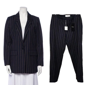 New Closed Brand Striped Navy Suit Blazer Jacket Cox Stewart Pants Wool 26 Small - Picture 1 of 14