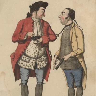 Nationaltheater Unzelmann Ambrosch Dorfbarbier Kostüm kolor Radierung 1807 - Bild 1 von 3