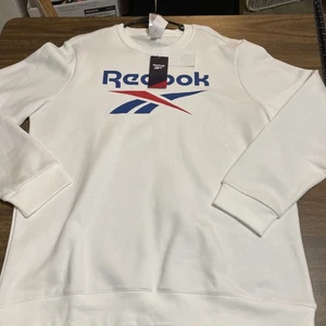 Felpa girocollo Reebok uomo taglia XL bianca grande grafica classica atletica palestra - Foto 1 di 6