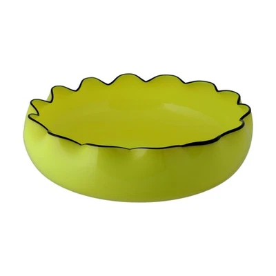 Loetz KRALIK WELZ Style TANGO Glass Bowl 9 1/2" Yellow & Black 1930's Czech - Image 1 of 4