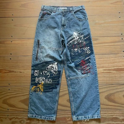 Vtg Paco Graffiti Blue Jeans Y2K 90’s Baggy Loose Grunge Skater HipHop Men 33x32 - Image 1 of 4