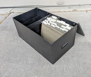 Vintage Metal Top Open Lid File Cabinet Box Organizer w Handles Industrial N73 - Picture 1 of 24