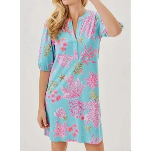 Lilly Pulitzer Colson Dress XS Blue Pink Multi Royal Coral Coastal Floral NWOT - Picture 1 of 9