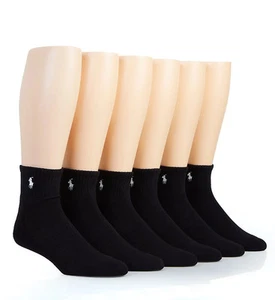 Polo Ralph Lauren 824480PK Rib Cuff Cushioned Quarter Socks - 6 Pack - Picture 1 of 3