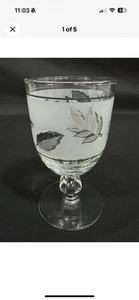 MCM Vintage (4) Libbey Plata Hoja de Arce Esmerilado Agua Té Vino Copas - Imagen 1 de 5