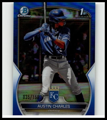 2023 1st Bowman Chrome Blue Refractor Austin Charles #BCP-17 /150 KC Royals - Image 1 of 2