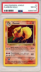 PSA 8 Flareon Holo 3/64 Jungle 1999 Pokemon Card - Picture 1 of 2