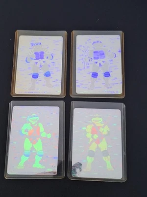 Teenage Mutant Ninja Turtles RARE Vintage 4 Hologram Card Set 1991 Mirage COOL! - Image 1 of 4